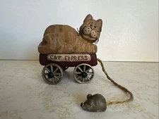 Blossom Bucket Suzi Skoglund Cat & Mouse Express Wagon Figurine Folk Art 