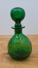 Vintage 1971 MCM Blenko 715 Bubble Decanter In Olive 7.75  W/stopper Stunning