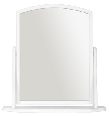 Home Selections Schminktischspiegel aus gewölbtem Holz, weiß, 44L x 44B cm, weiß 