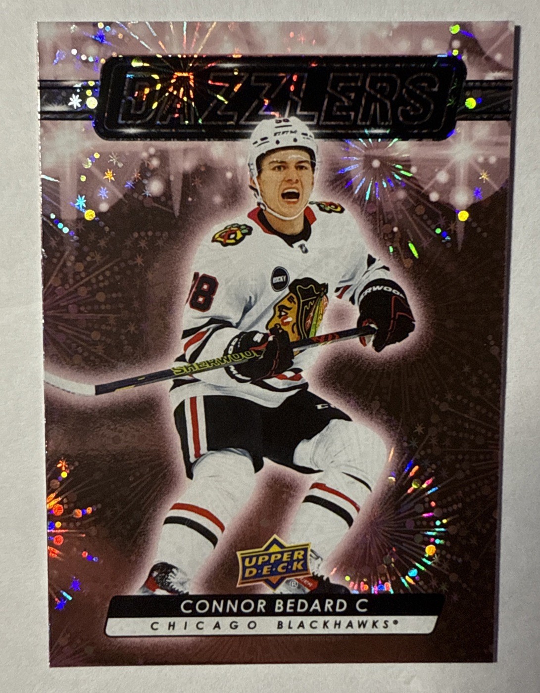 CONNOR BEDARD 2023-24 UD Series 2 PINK Dazzlers SP Upper Deck #DZ-79 Rookie RC !