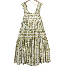 Anthropologie Womens XS Helena Lemons Square Neck Smocked Tiered Midi Dress NWT