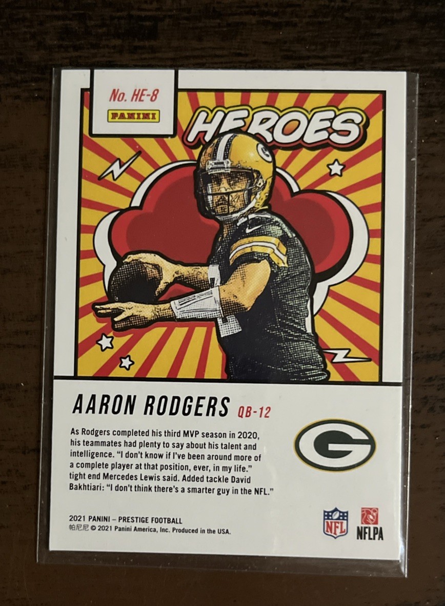 2023 Panini Prizm Aaron Rodgers Gold Sparkle Prizm  #’d/24 PSA 9 +Heroes #HE-8 view 4
