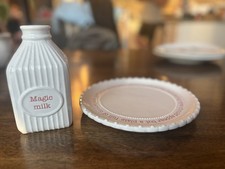 Mud Pie Santa's Milk Cookies Plate Set Christmas Holiday Ceramic