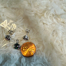 Silver Tone Round Stud Earrings Multicolor Cr...
