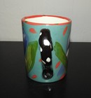 Vintage Hand Painted Ceramic Coffee Mug Floral Design Dotted Handle Signed Base — photo 4