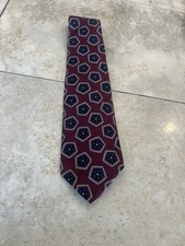 Robert Talbott Silk Tie Burgundy Navy Print Made in USA Designer NecktieA63