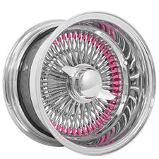 La Wire Wheels Rev 100-spoke Sl 14x7 Custom Chrome With Pink Nipples 4pcs B2 La Wire Wheels Rev 100-spoke Sl 14x7 Custom Chrome With Pink Nipples 4pcs B2