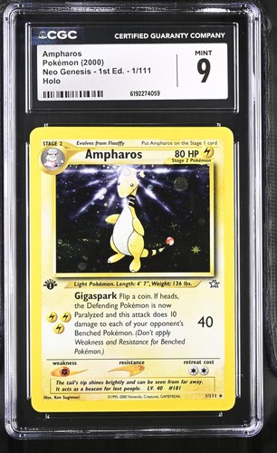 Ampharos (1st Edition) graded CGC 9 for sale on eBay