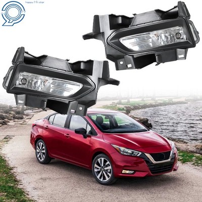 Pair For Nissan Versa 2020-2021 Bumper Fog Light Lamps Halogen w/Bezel + Harness