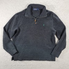 Polo Ralph Lauren Mens 1/4 Zip Pullover Sweater Cotton Mens Sz L Gray Ribbed