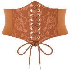 Lace Floral Corset Belt for Women Wide Elastic Waist Lace-up Renaissance Pira...