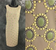 NWT NEW BEAUTIFUL St John couture fawn green multi embellished dress size 8