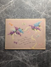 Vintage Lilacs & Ribbons Greeting Card Mid Century Artistic Card Co C-353 USA