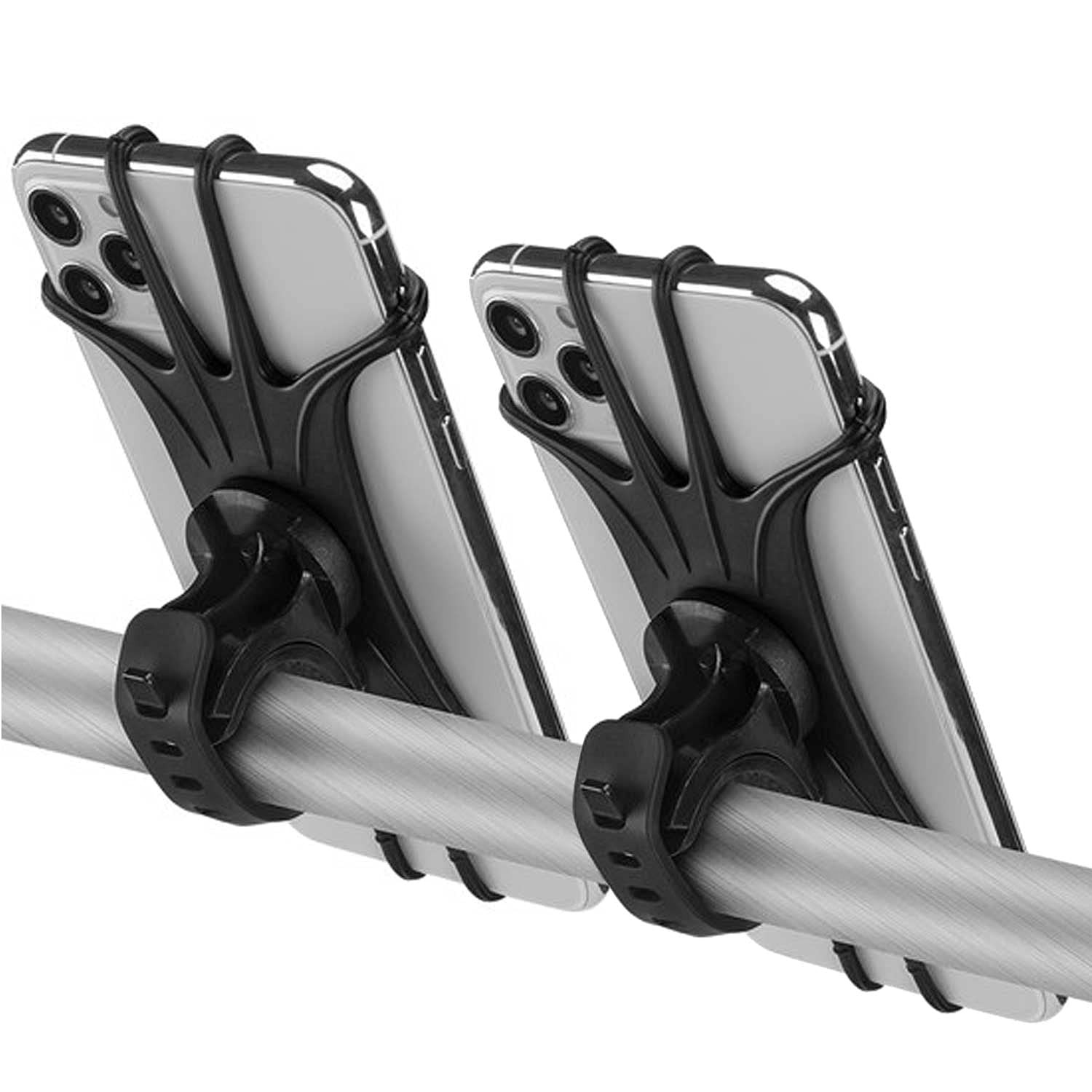 Support Téléphone Vélo et Moto Universel Noir en Aluminium Réglable 360° - Pack de 2