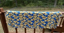 Handmade Teddy Bear Fleece Tie Blanket Blue Tan Baby Toddler Lap Throw