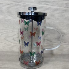 Glass French Press Coffee Tea Maker Colorful Butterfly