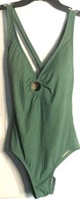 Kona Sol One-Piece Swimsuit Medium Seat Coverage Center Ring Green Women's 8-10