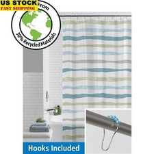 Eco-Friendly Waterproof Shower Curtain Set 30 Recycled Material W/ 12 Hooks New