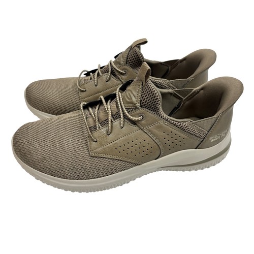 Skechers Hands Free Slip-ins Swift Fit Mens Taupe Brown Memory Foam Sneakers
