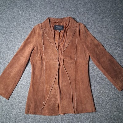 Wilsons Leather Pelle Studio Suede Jacket Womens L Rust Brown Blazer Vintage 90s