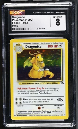 CGC 8 Dragonite 4/62 Fossil Holo Pokemon Card