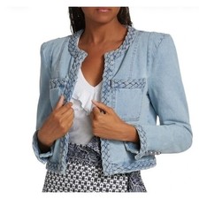 Veronica Beard Arrowe Jacket Denim Blue Jean with Braided Trim Blazer Size 4