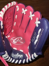 Rawlings PL91PP Player Series Pink/Purple Vinyl RHT Baseball Glove 9 Inches-Bag