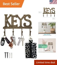 Elegant Rustic Wall Key Rack with 4 Hooks – Perfect for Entryways and Hallways