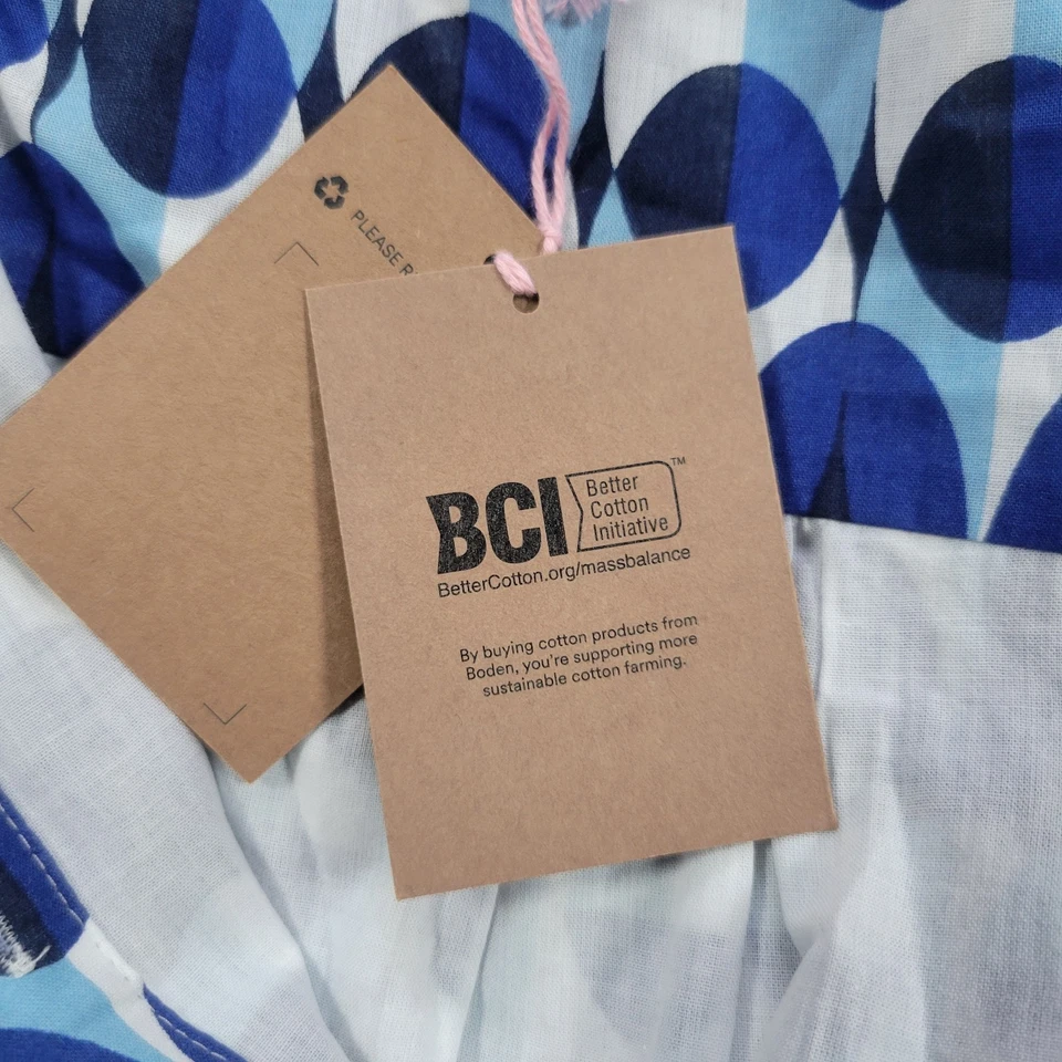 Boden Flo Midi Shirt Dress Womens US 10 Blue Tiered Woven Cotton Button Front - Image 4 of 4