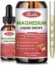 Bunkka: Magnesium Glycinate 500mg Liquid Strawberry Flavor- Exp 10/25/25