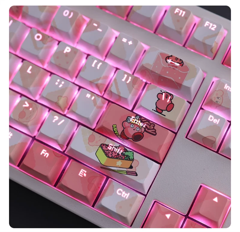 Pink Kirby Theme OEM Cherry Height PBT For Mechanica keyboard 108 PCS Keycaps - Image 4 of 4