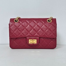 Chanel 2.55 Reissue 226 Red Leather Chain Shoulder Bag Double Flap France