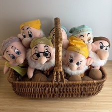 Disney Store Snow White  Seven Dwarfs 12" Plush Dolls Vintage Set 7 Dwarves