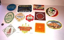 Assorted travel labels from the Far East, India, Australia, and New Zealand