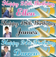 2 Personalised Birthday banner Photo Adult Champagne Party Events Decorations2