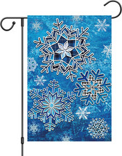 Winter Garden Flag Double Sided Snowflake 12X18 Inch Small Burlap Welcome Holida