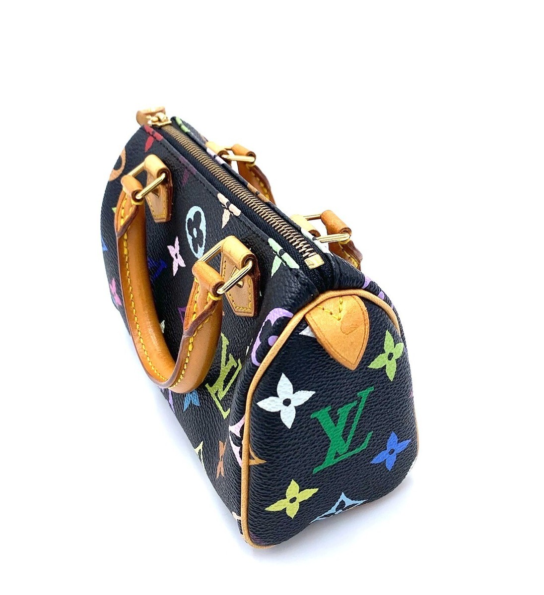 LOUIS VUITTON Monogram Multicolor Mini Speedy Hand Bag Black