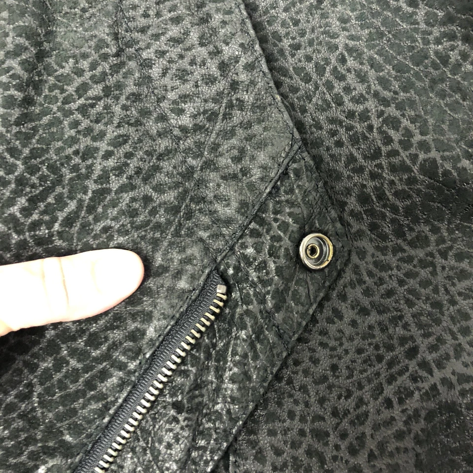 Vtg 80's Ground Zero Black Crackle Suede Leather Rocker Coat Biker Jacket XL - Image 3 of 4