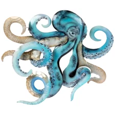 Blue Octopus Beach Art Ocean Wall Sculpture 3D Metal Home/Pool/Garden Decor NEW