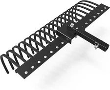 48" Tractor Rake with 2" Receiver 17 Steel Tines for Lawn Tractors ATVs / UTVs