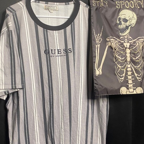 Guess Short Sleeve Crew Neck Studded Tee in Black