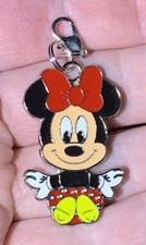 Silver Minnie Mouse Charm Zipper Pull  Keychain Add On Clip 