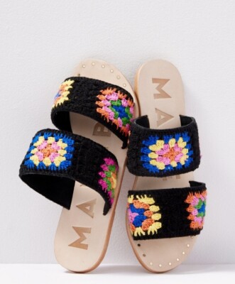 Manebi Evereve Crochet Double Strap Multicolor Sandals Size 10