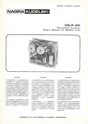 NAGRA QSJA - BK Microphone Amplifier Plug - in Module for IV - SJ > Description 