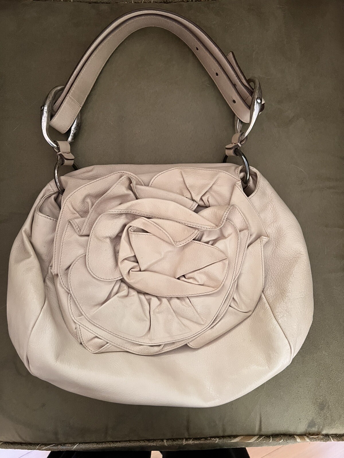 Borsa Yves Saint Laurent Rive sinistra floreale beige in pelle ottime condizioni