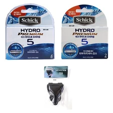 Schick Hydro Premium 5 Razor Blade Refills 6 Cartridges + Travel Cover