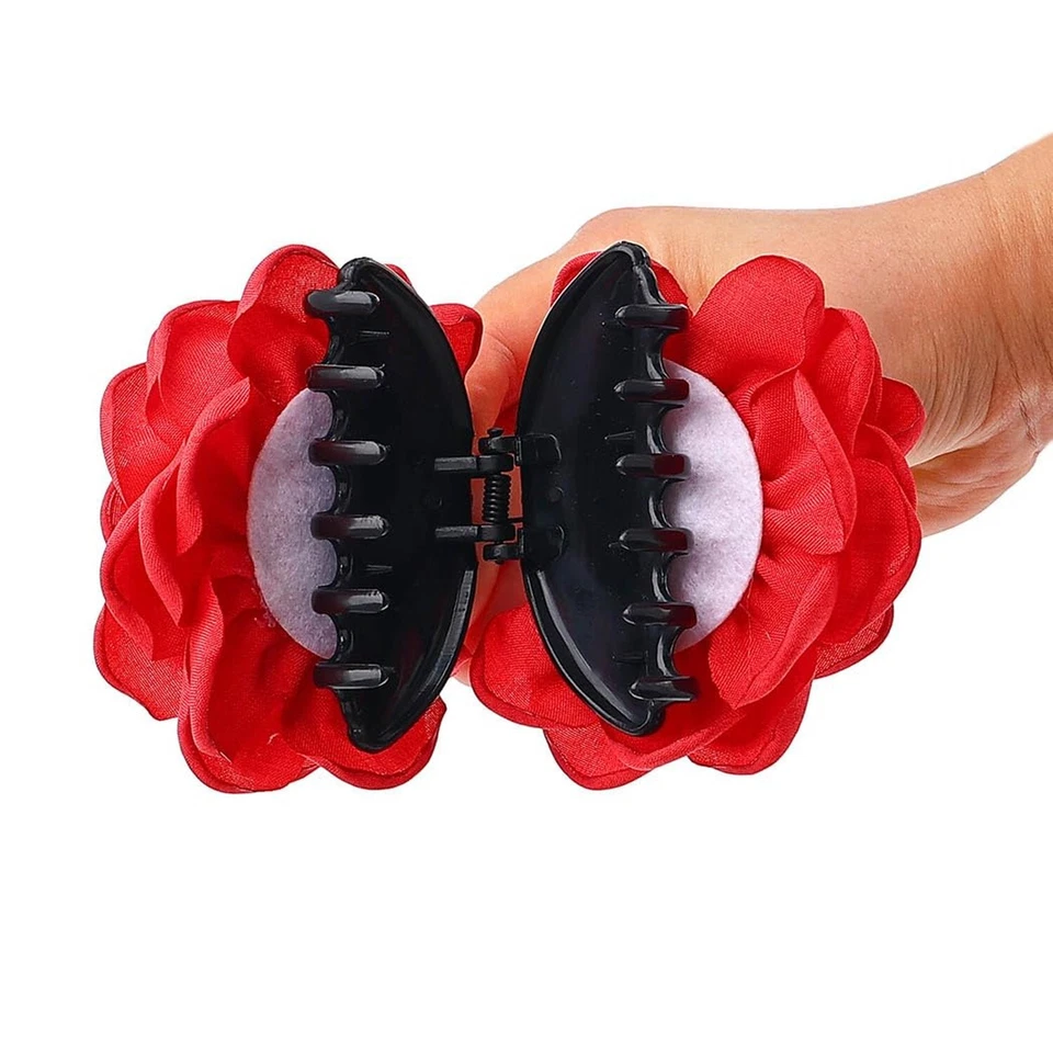 Pinza de pelo grande con flores rosa floral pinza de garra hawaiana boho mujer... Foto 4 de 4