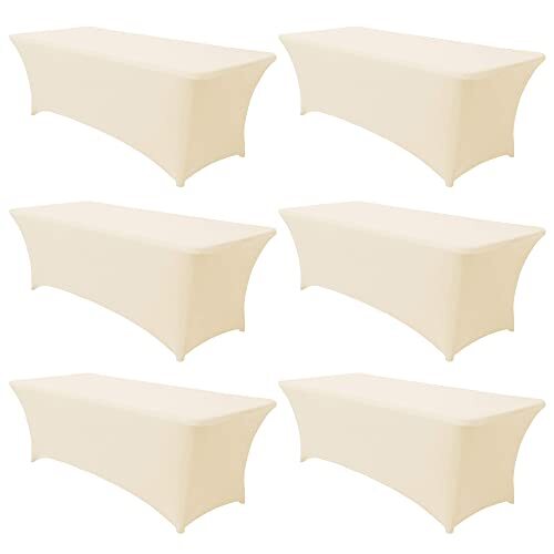 Obstal 6 Pack Stretch Spandex Table Covers for 6 Foot Tables - 6 FT Universal...