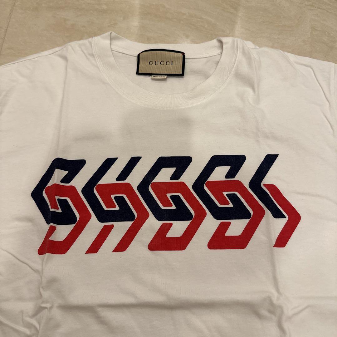 GUCCI Authentic Print Logo T-shirt White 100% Cotton Men