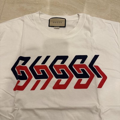 GUCCI Authentic Print Logo T-shirt White 100% Cotton Men